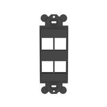 4 Ports Rectangular Flat Module Adapter Frame Black NK4RMFBL