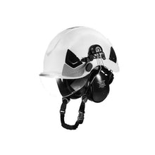Type 1 Class C Industrial Safety Helmet with Visor & Earmuffs, ANSI/ISEA Z89.1 Compliant ABS Hard Hat 6-Point Ratchet Suspension Adjustable Vented Design