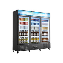 Commercial Upright Beverage Merchandiser Refrigerator 54.3 Cu.Ft Triple Glass Door Display Cooler With Soft LED Lighting & Casters