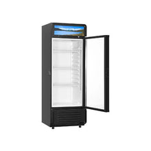 6.9 Cu.Ft Commercial Glass Door Merchandiser Refrigerator with LED Lighting & Customizable Lightbox Black
