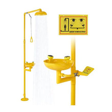 27 cm Emergency Eyewash & Safety Shower Station 304 Stainless Steel, OSHA Compliant Floor-Mounted Yellow
