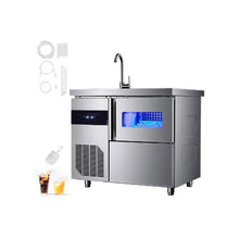 132 LBS/24H Commercial Ice Making Machine with Worktop Sink & 30 LBS Storage Bin & Self-Cleaning Function
