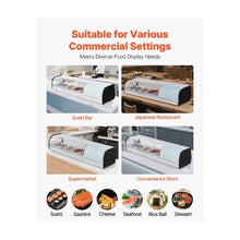 5 Pan Commercial 52.76 Inch Countertop Sushi Display Case Refrigerator with Curved Glass and LED Lighting