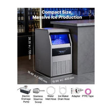 Automatic Commercial Ice Maker Machine with Drain Pump, 130 lbs/24H Ice Production