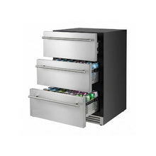24 Inch Built In Undercounter Beverage Cooler 3 Drawer Drink Refrigerator with Separate Storage Compartment & Stainless Steel Construction