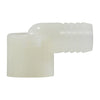 1/2 X 3/4 Hose Barb X FIP White Nylon Elbow 33403W