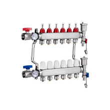6 Port Hydronic Radiant Floor Heating Manifold Stainless Steel PEX Tubing Manifold for 1/2" Tubing with 1/2" Adapters Included