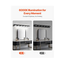 40-Inch Decorative 6 Light LED Wall Mounted Vanity Light Fixture Black Finish for Bathroom & Living Room