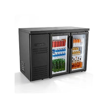 Commercial Double Doo Beverage Refrigerator, 11.8 Cu.Ft. Back Bar Display Cooler with Fan Cooling
