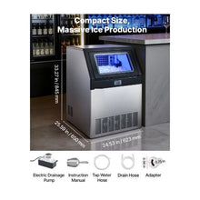 Freestanding Indoor Commercial Ice Maker Machine with Pump 265 lbs/24H with 85 lb Storage Bin
