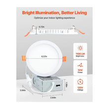 1100 Lumens 6 Inch UltraThin LED Recessed Ceiling Lights with Junction Box Kit