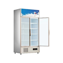 Double Door Commercial Display Refrigerator 23 Cu.Ft Upright Beverage Cooler with Glass Swing Doors and Interior LED Lighting