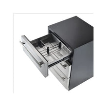 24 Inch Built In Undercounter Beverage Cooler 3 Drawer Drink Refrigerator with Separate Storage Compartment & Stainless Steel Construction