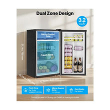 Compact 3.2 Cu.Ft Mini Fridge with Freezer Compartment, Adjustable Temperature & Glass Shelf for Home & Office