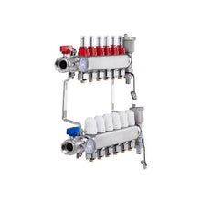 6 Port Hydronic Radiant Floor Heating Manifold Stainless Steel PEX Tubing Manifold for 1/2" Tubing with 1/2" Adapters Included