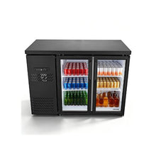 Commercial Double Doo Beverage Refrigerator, 11.8 Cu.Ft. Back Bar Display Cooler with Fan Cooling