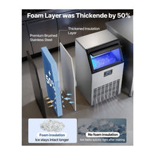 Built-In 100 lbs/24H Commercial Ice Cube Maker with LED Display and Self-Cleaning Function