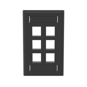 Flush Mount Screw On Faceplates With Label Pocket Black NK6FBL