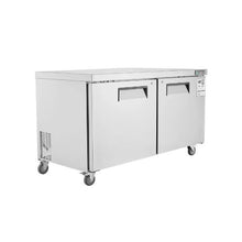 Commercial 60 Inch Salad Prep Refrigerator with Locking Stainless Steel 2 Doors for Restaurant & Cafe Kitchens