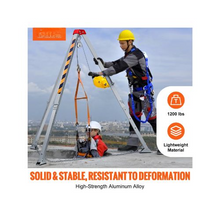 Heavy Duty 1200 lbs Confined Space Rescue Tripod with 7 ft Legs 98 ft Steel Cable, Rescue Winch, Fall Protection Harness & Storage Bag