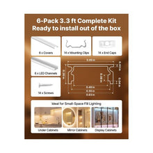 U-Profile 6 Pack LED Strip Aluminum Channel with Frosted Cover & Mounting Clips 3.3 ft