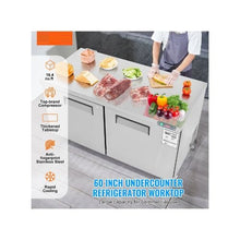 Commercial 60 Inch Salad Prep Refrigerator with Locking Stainless Steel 2 Doors for Restaurant & Cafe Kitchens