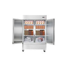 54 Inch Commercial Reach In Freezer 43.2 Cu.Ft. 2 Door Stainless Steel Upright Freezer with 8 Adjustable Shelves