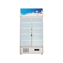 Double Door Commercial Display Refrigerator 23 Cu.Ft Upright Beverage Cooler with Glass Swing Doors and Interior LED Lighting