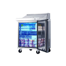 28 Inch Stainless Steel Sandwich Prep Refrigerator 7.1 Cu.Ft. Mega Top Salad Prep Table with 8 Pans