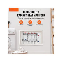 6 Port Hydronic Radiant Floor Heating Manifold Stainless Steel PEX Tubing Manifold for 1/2" Tubing with 1/2" Adapters Included