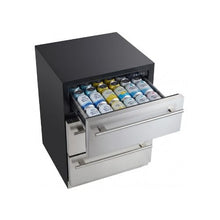24 Inch Built In Undercounter Beverage Cooler 3 Drawer Drink Refrigerator with Separate Storage Compartment & Stainless Steel Construction