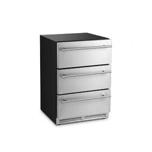 24 Inch Built In Undercounter Beverage Cooler 3 Drawer Drink Refrigerator with Separate Storage Compartment & Stainless Steel Construction