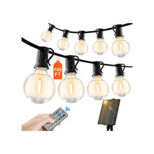 100FT Warm White Remote Control Solar Powered LED Outdoor String Lights for Outside Porch Backyard Garden