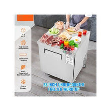 28 Inch Commercial Frozen Prep Refrigerator 7.4 Cu.Ft. Stainless Steel Sandwich & Salad Freezer Table