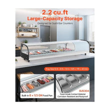 59.45 Inch Commercial Sushi Display Refrigerator with 6 Pan Countertop Showcase for Restaurants and Sushi Bars