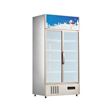 Double Door Commercial Display Refrigerator 23 Cu.Ft Upright Beverage Cooler with Glass Swing Doors and Interior LED Lighting