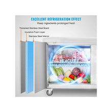 Commercial 60 Inch Salad Prep Refrigerator with Locking Stainless Steel 2 Doors for Restaurant & Cafe Kitchens