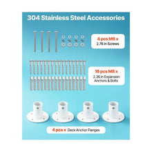 1-7/8 Inch Inground Pool Ladder Deck Anchor Flanges Aluminum Alloy Handrail Mounts with Stainless Steel Hardware White 4 Pack