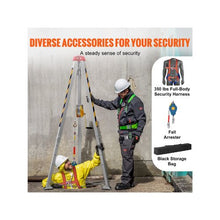 Heavy Duty 1200 lbs Confined Space Rescue Tripod with 7 ft Legs 98 ft Steel Cable, Rescue Winch, Fall Protection Harness & Storage Bag