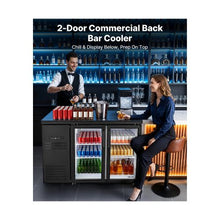 Commercial Double Doo Beverage Refrigerator, 11.8 Cu.Ft. Back Bar Display Cooler with Fan Cooling