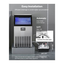 Built-In 100 lbs/24H Commercial Ice Cube Maker with LED Display and Self-Cleaning Function
