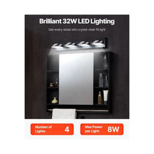 6000K Modern 4-Light IP44 Waterproof LED Mirror Wall Mounted Lighting Fixture for Bathroom & Living Room