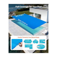 36 x 18 ft 8 Mil Blue Rectangle Solar Pool Blanket Bubble Swimming Pool Cover with PE Material Heat Absorbing & Retaining Cover for Above Ground & Inground Pools