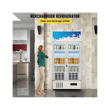 Double Door Commercial Display Refrigerator 23 Cu.Ft Upright Beverage Cooler with Glass Swing Doors and Interior LED Lighting