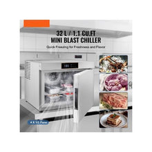 32 L Commercial Stainless Steel Blast Chiller Freezer 1.1 Cu.Ft Compact Blast Chiller with Tray Capacity & Freezing Unit