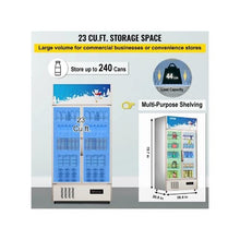 Double Door Commercial Display Refrigerator 23 Cu.Ft Upright Beverage Cooler with Glass Swing Doors and Interior LED Lighting