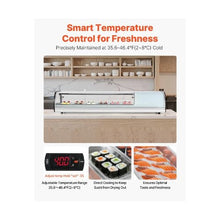 59.45 Inch Commercial Sushi Display Refrigerator with 6 Pan Countertop Showcase for Restaurants and Sushi Bars