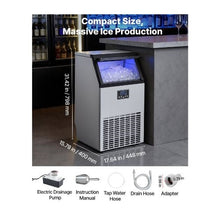 Built-In 100 lbs/24H Commercial Ice Cube Maker with LED Display and Self-Cleaning Function