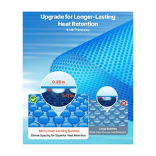 36 x 18 ft 8 Mil Blue Rectangle Solar Pool Blanket Bubble Swimming Pool Cover with PE Material Heat Absorbing & Retaining Cover for Above Ground & Inground Pools