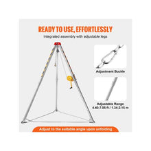 Heavy Duty 1200 lbs Confined Space Rescue Tripod with 7 ft Legs 98 ft Steel Cable, Rescue Winch, Fall Protection Harness & Storage Bag